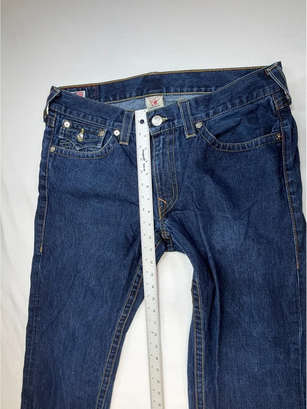 True Religion Men's Jeans Straight Denim Mid Rise 5 Pocket Solid Size 36 Blue